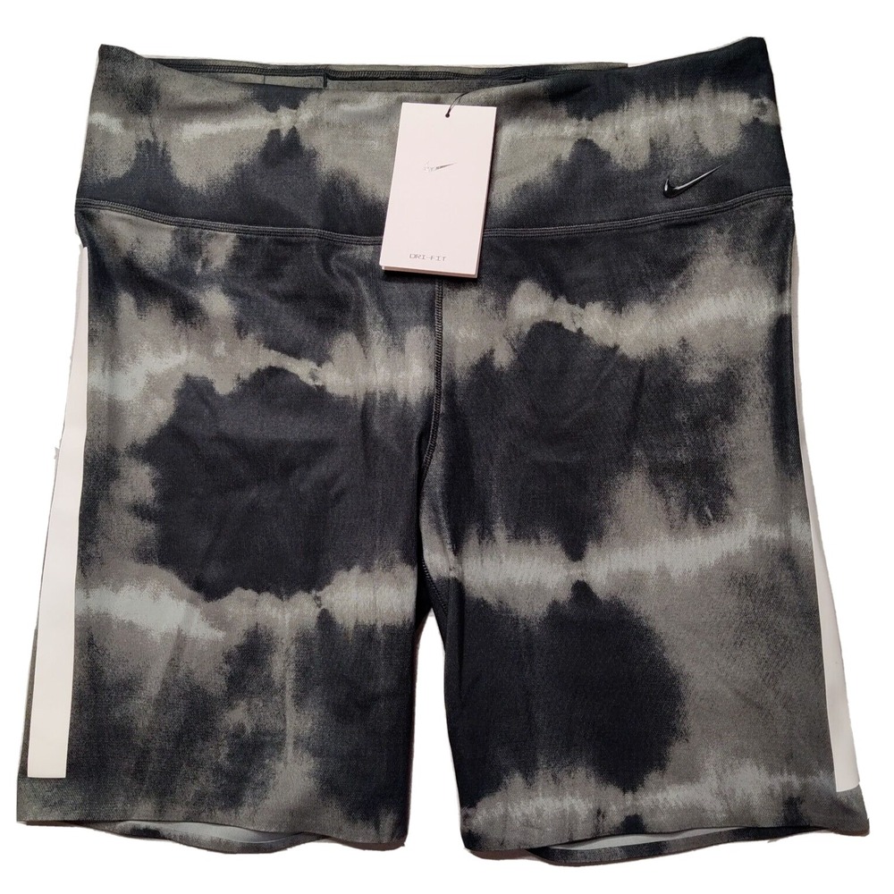 NIKE One Luxe DRI-FIT Black Dye Tight‎ Fit 7" Training Shorts - Women Large NEW